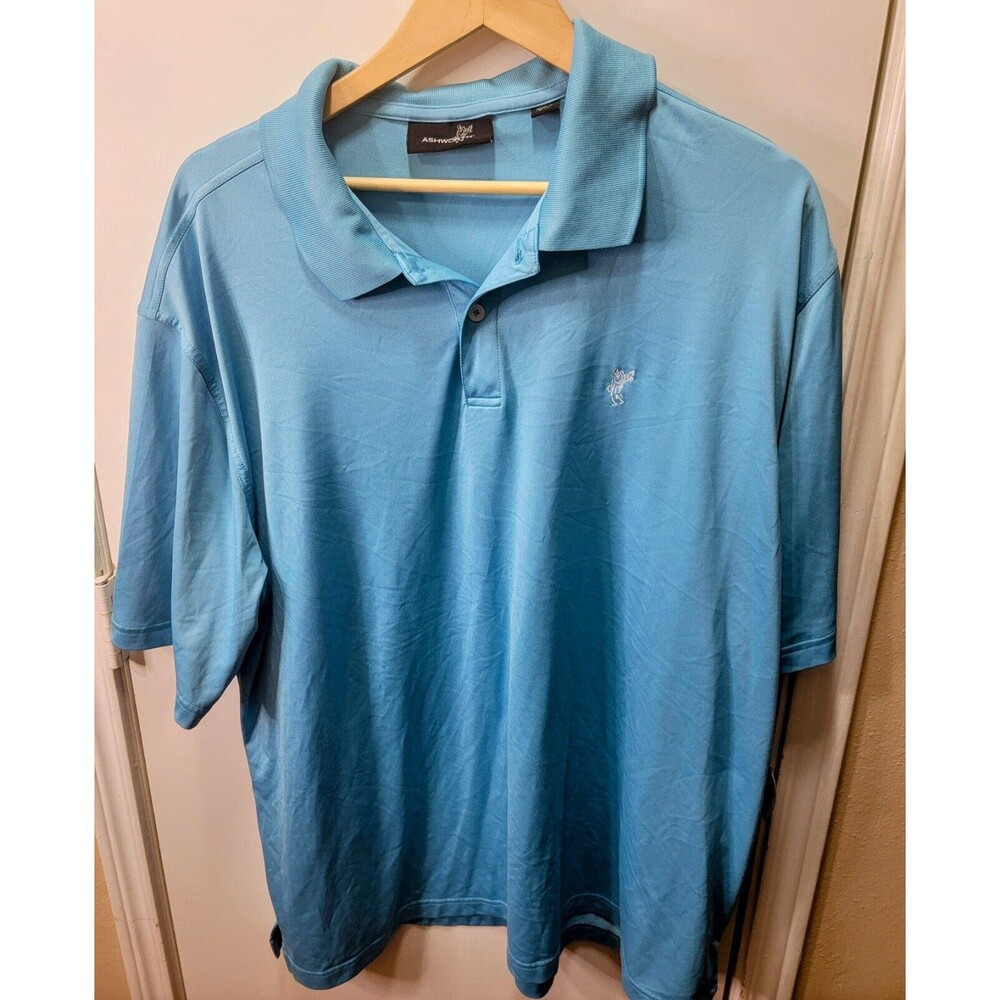 Ashworth vintage Men's 2XL Turquoise Short Sleeve Golf Polo Polyester